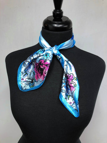 Turquoise & Aqua Floral Scarf