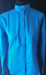 Ribbon V Wrap Collar Coolmax Hunt Shirt - Turquoise