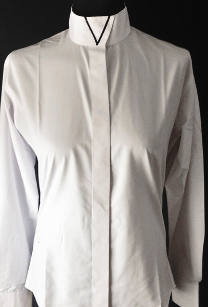 Ribbon V Wrap Collar Coolmax Hunt Shirt - White