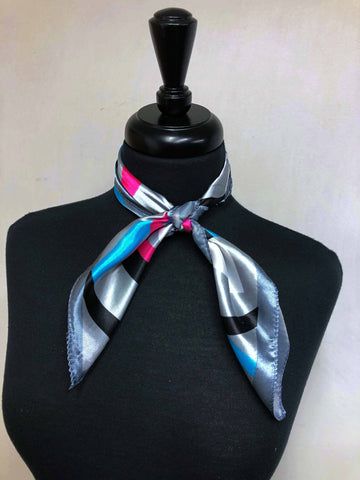 Charcoal, Fuchsia & Turquoise Swirl Scarf