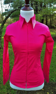 YOUTH Zip Up Fitted Show Shirt - Hot Pink