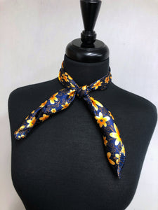 Navy Blue & Gold Flower Scarf