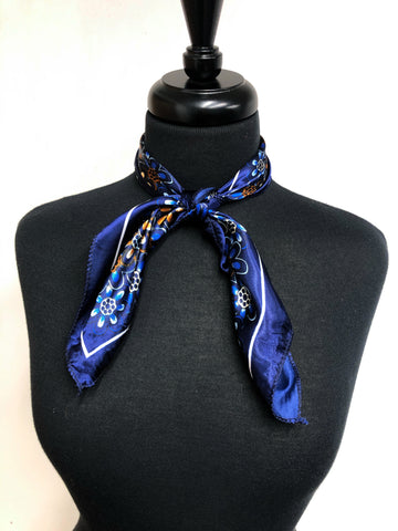 Navy Blue Floral Scarf