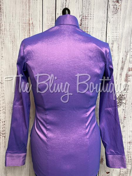 Fitted Taffeta Zip Up Shirt - Lavender