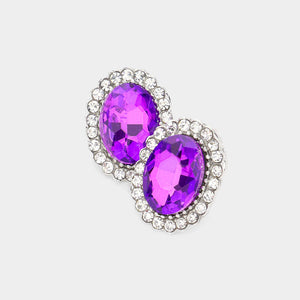 Oval Crystal Earrings (Multiple Colors Available)