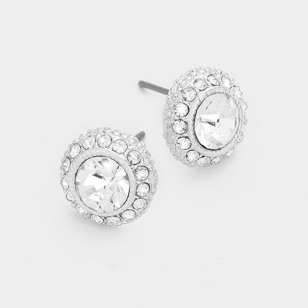 Round Crystal Earrings (Multiple Colors Available)