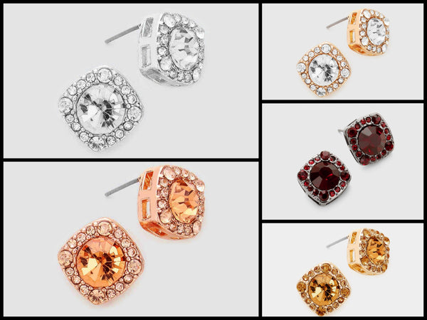 Square Crystal Earrings (Multiple Colors Available)